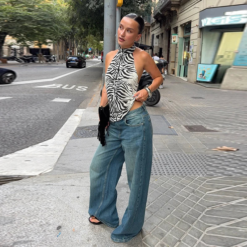 High Waist Leopard Print Zipper Midi Skirt for Women