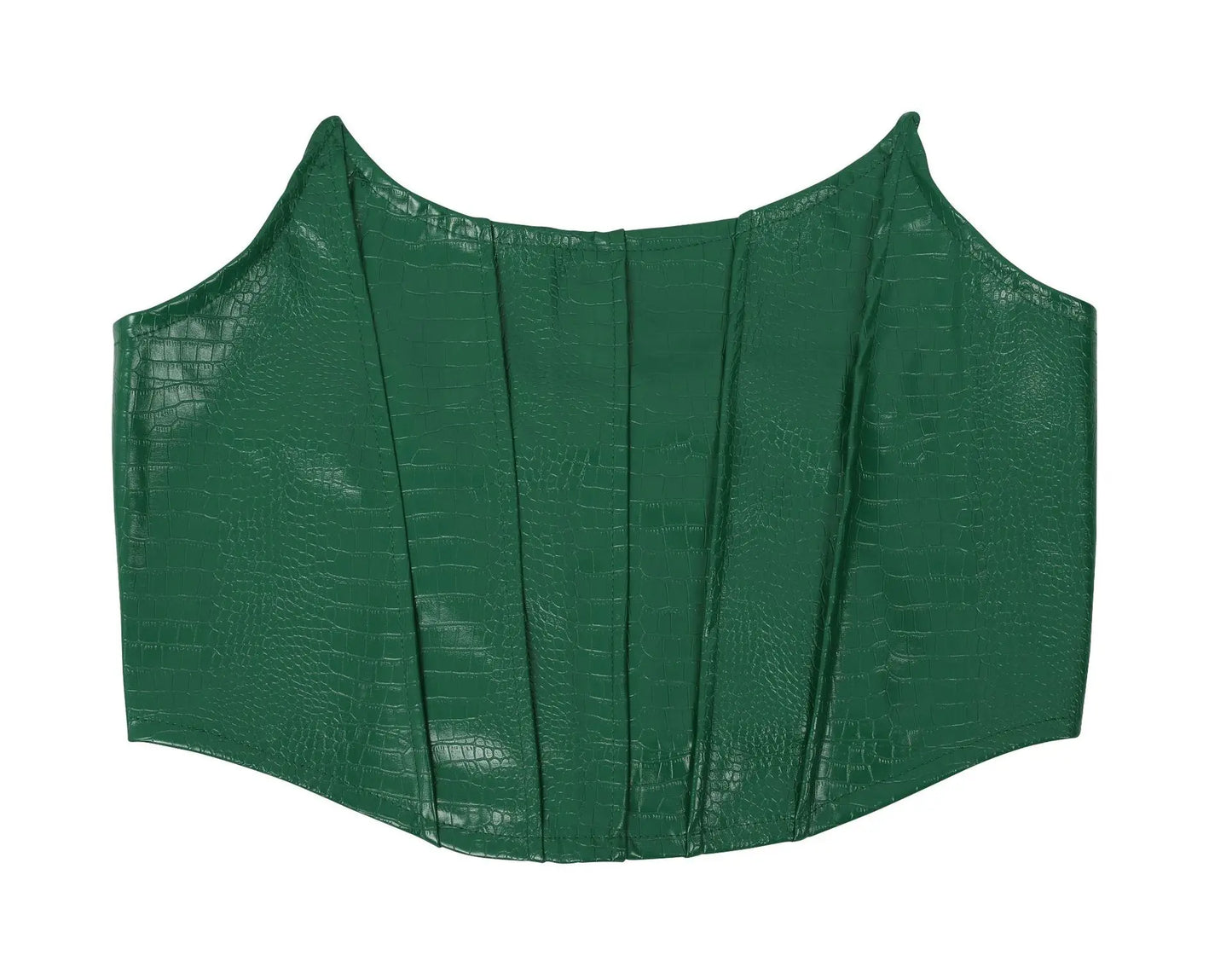 Green Faux Leather Corset Cut-Out Cargo Sleeveless Jumpsuit Set for Women
