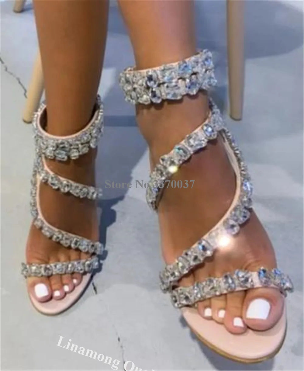 Rhinestone Strappy Stiletto Sandals