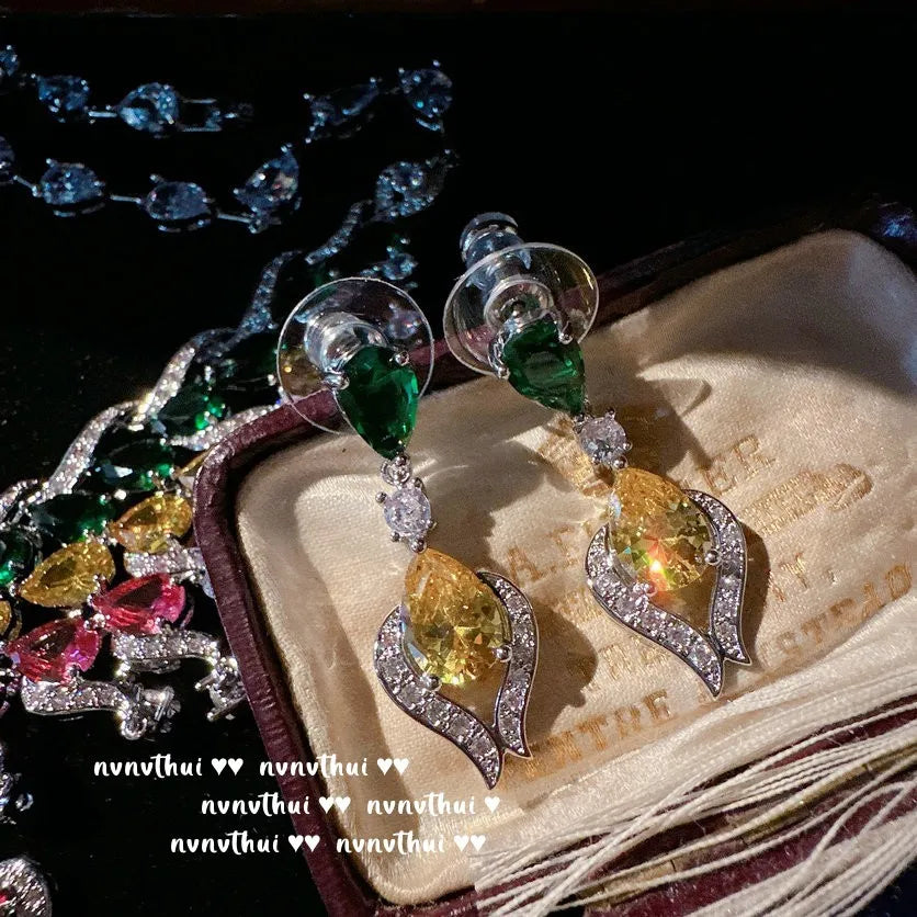 Sparkling Peacock Zircon Necklace and Earring Set for Women