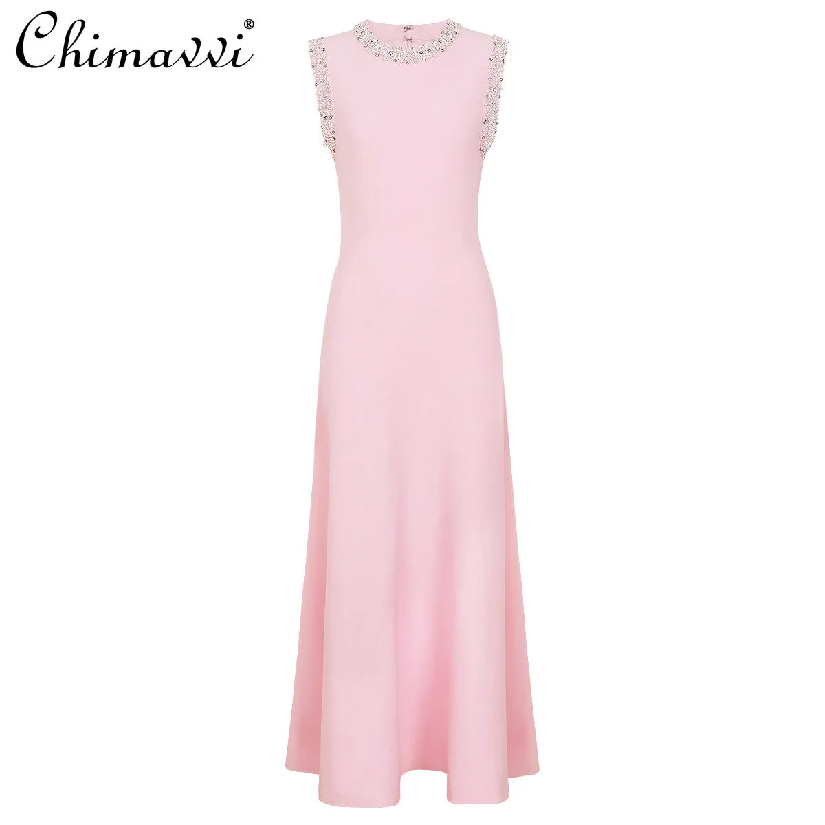 2026 Spring and Summer New High-end Heavily Rhinestone Sleeveless Maxi Dress Women's Fashion Slim-fit Elegant Party Gown Dresses