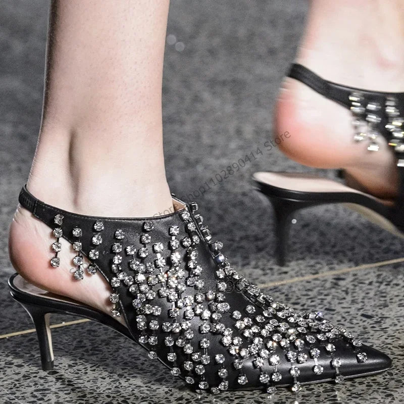 Crystal Embellished Pointed Toe Stiletto Pumps for Women