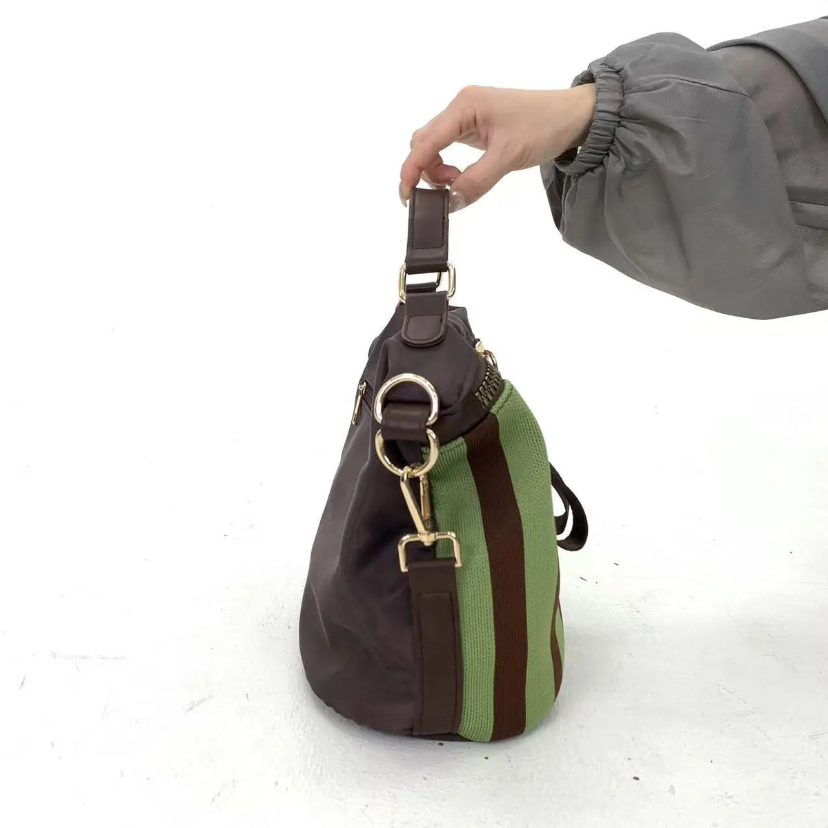 Quilted Striped Mesh Crossbody Shoulder Bag for Women