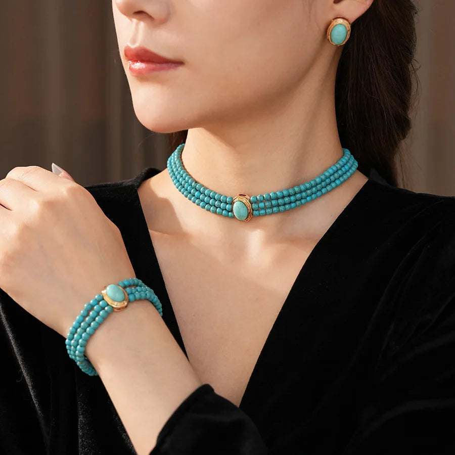 Green Stone Beaded Jewelry Set