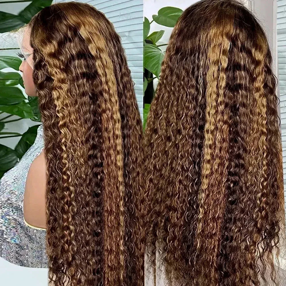 Ombre Deep Wave Human Hair Lace Front Wig for Women