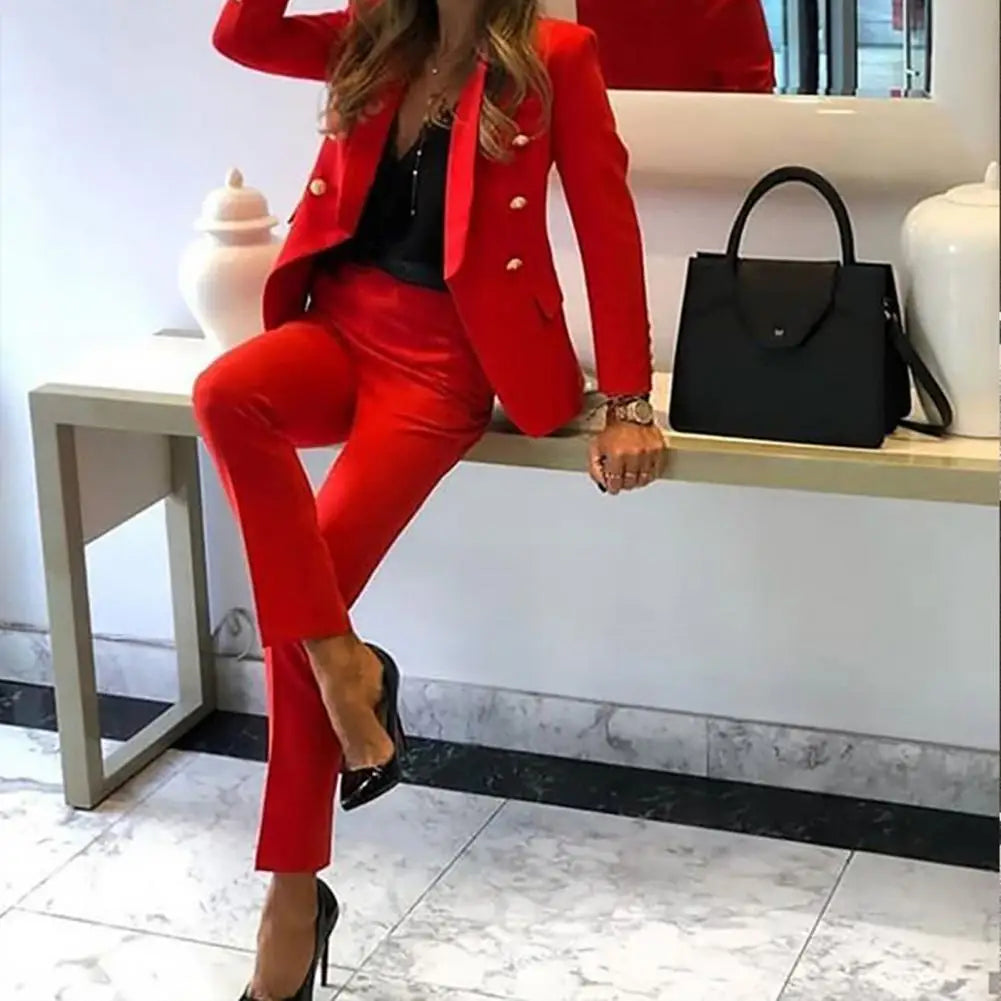 Women s Business Pant Suit Dressy Jackets High Waisted Pants Set Two Piece Formal Outfit for Work Office