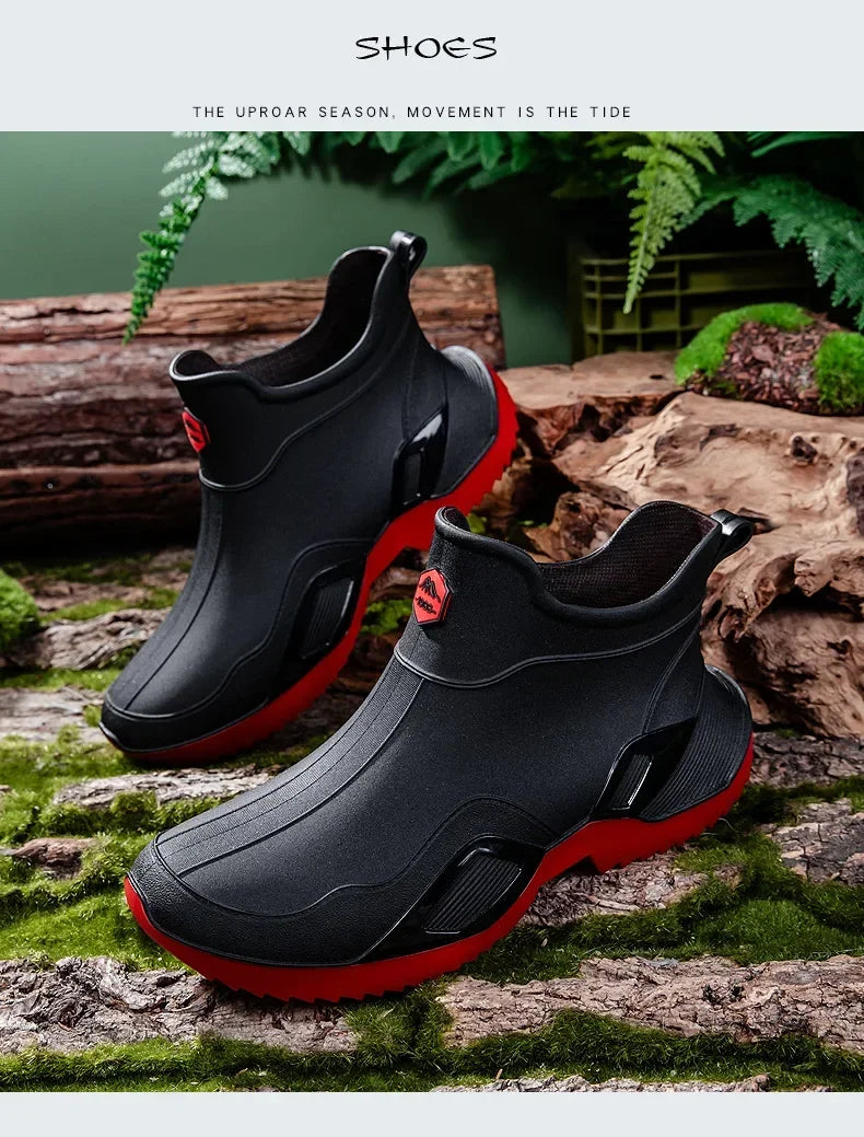 Round Toe Waterproof Ankle Rain Boots