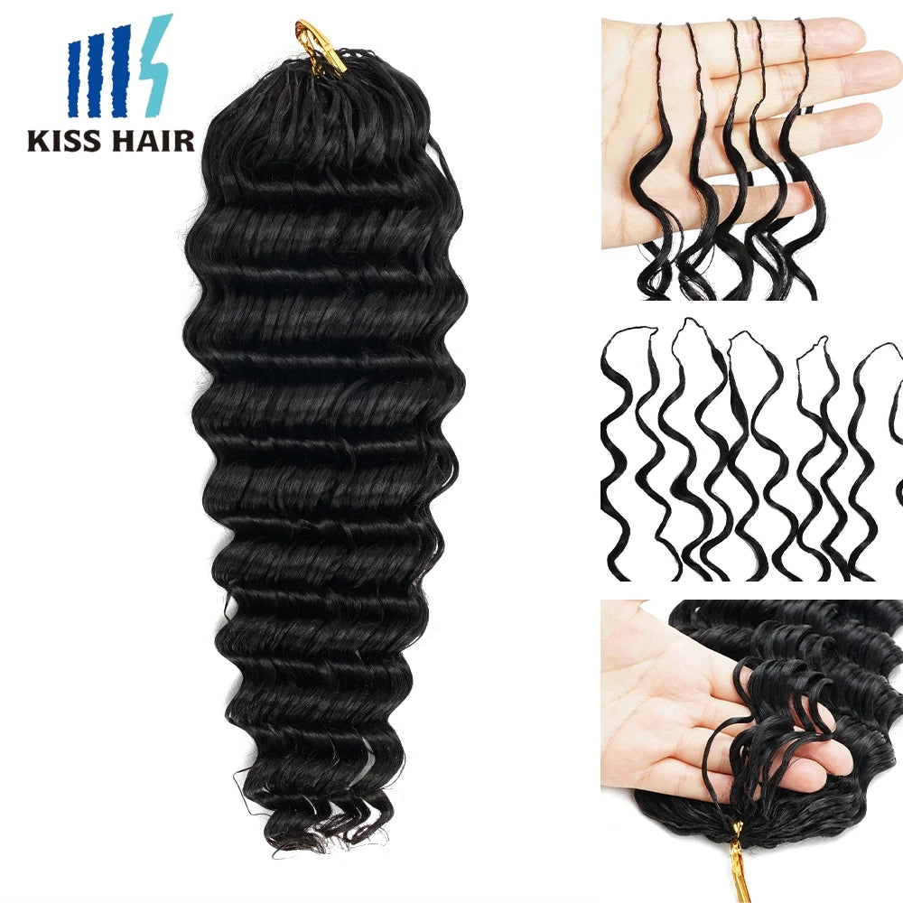 Deep Wave Brazilian Human Hair Knotless Crochet Braids for Women