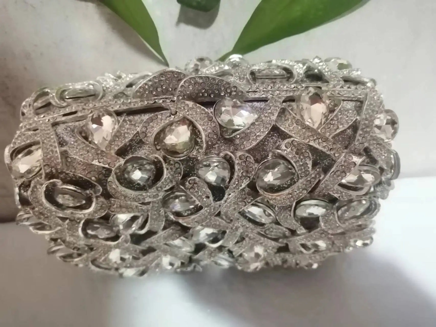 Women Gold/Silver/Green Big Stones Clutch Purse Lady Evening Bags Wedding Party Rhinestone Handbags Ladies Gala Clutches Bags