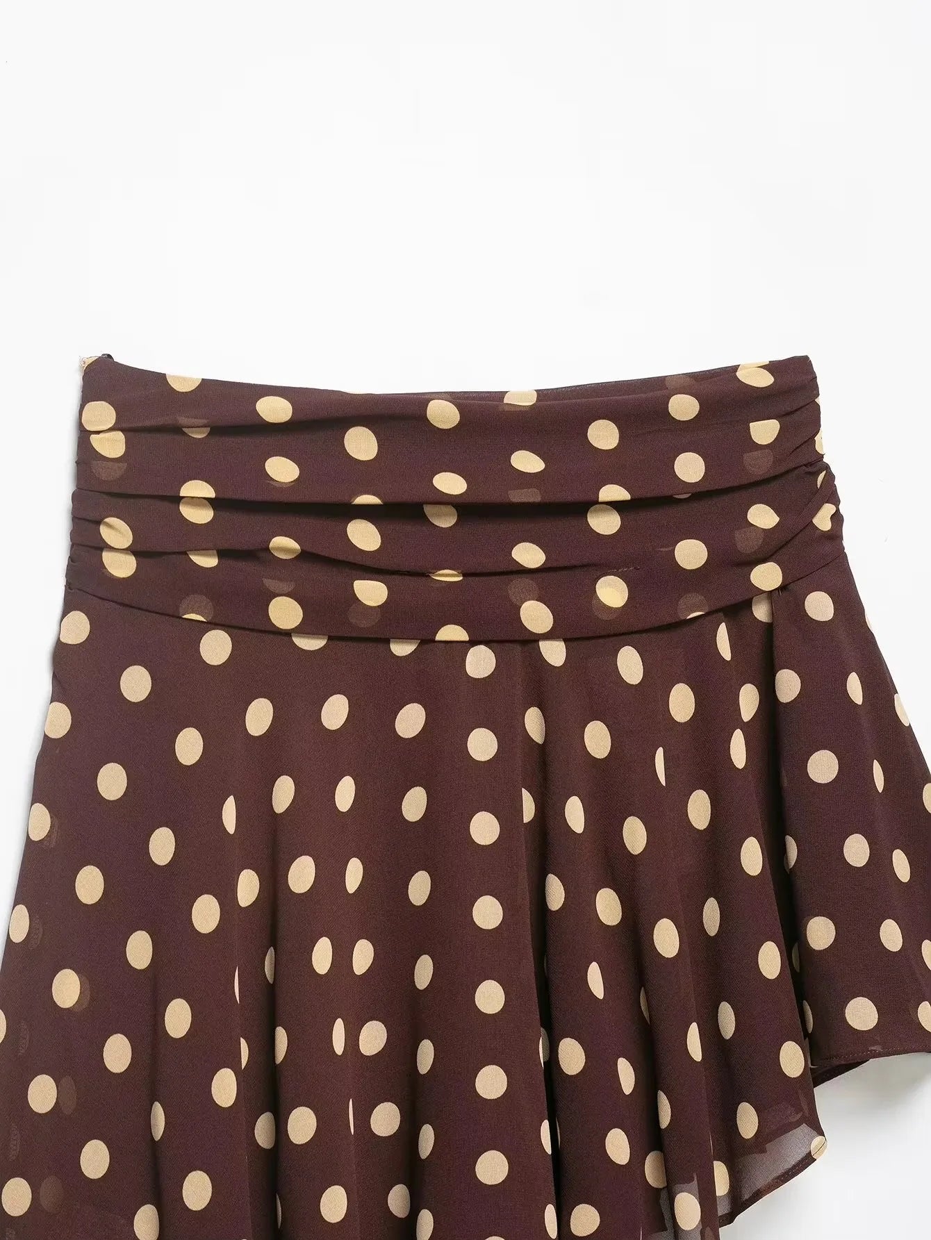 Chic Polka Dot Pleated High Waist Mini Skirt for Women