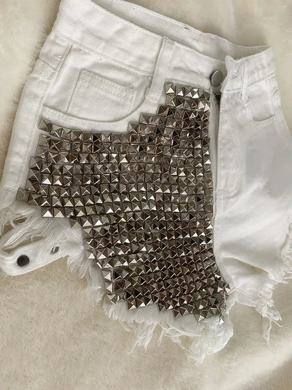 Relaxed Fit High Waisted Denim Shorts With Tassel Accents For Women