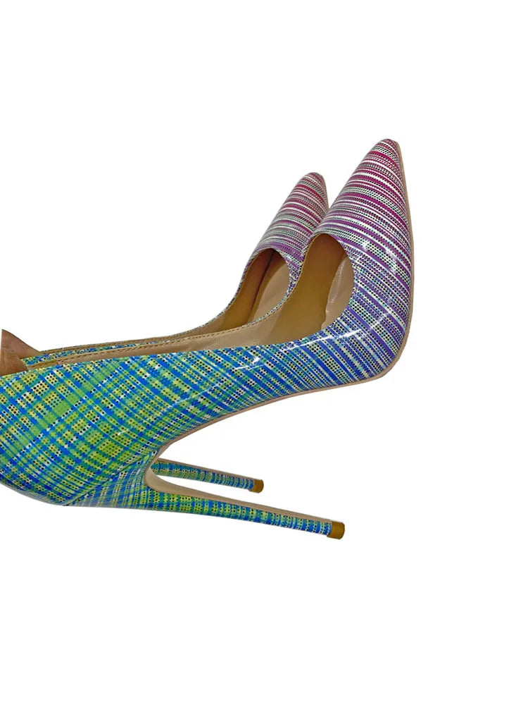 Colorful Patent Leather Pointed Toe Stiletto Pumps for Women