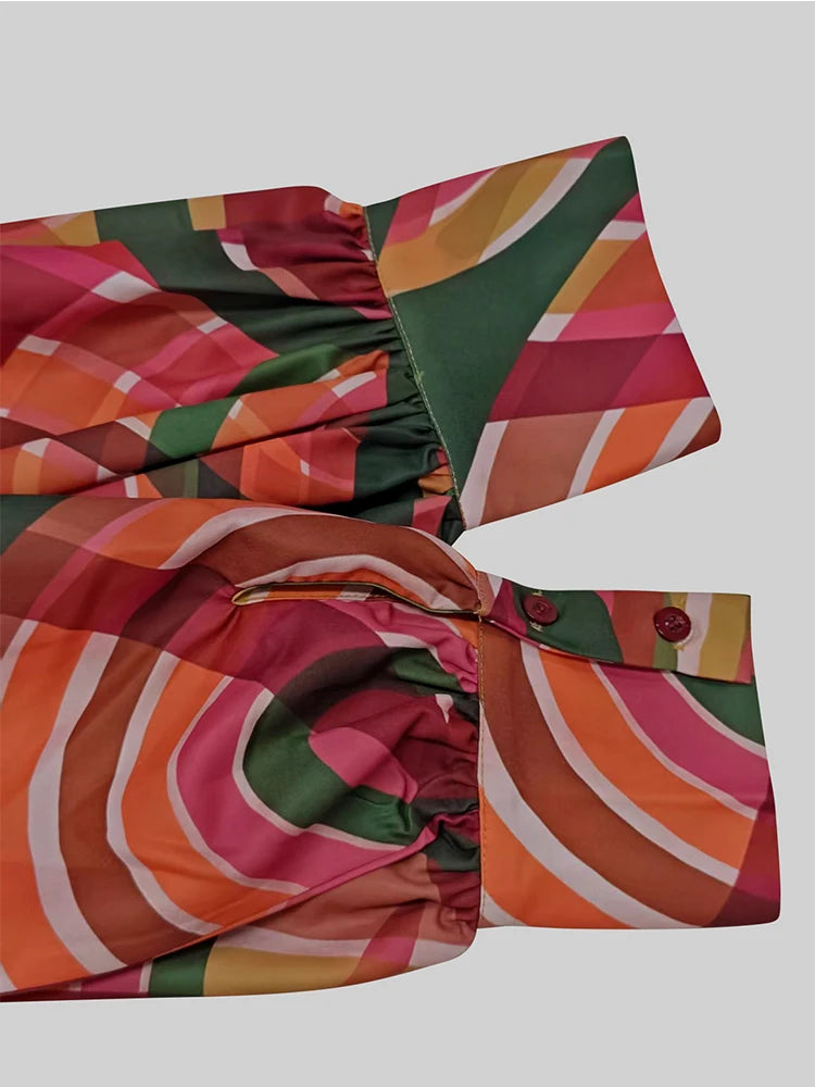 Gymystars Elegant Dresses for Party Fall Women Clothes Chic Straps Colorful High Neck Lantern Sleeve Fashion Wedding Guest Dress