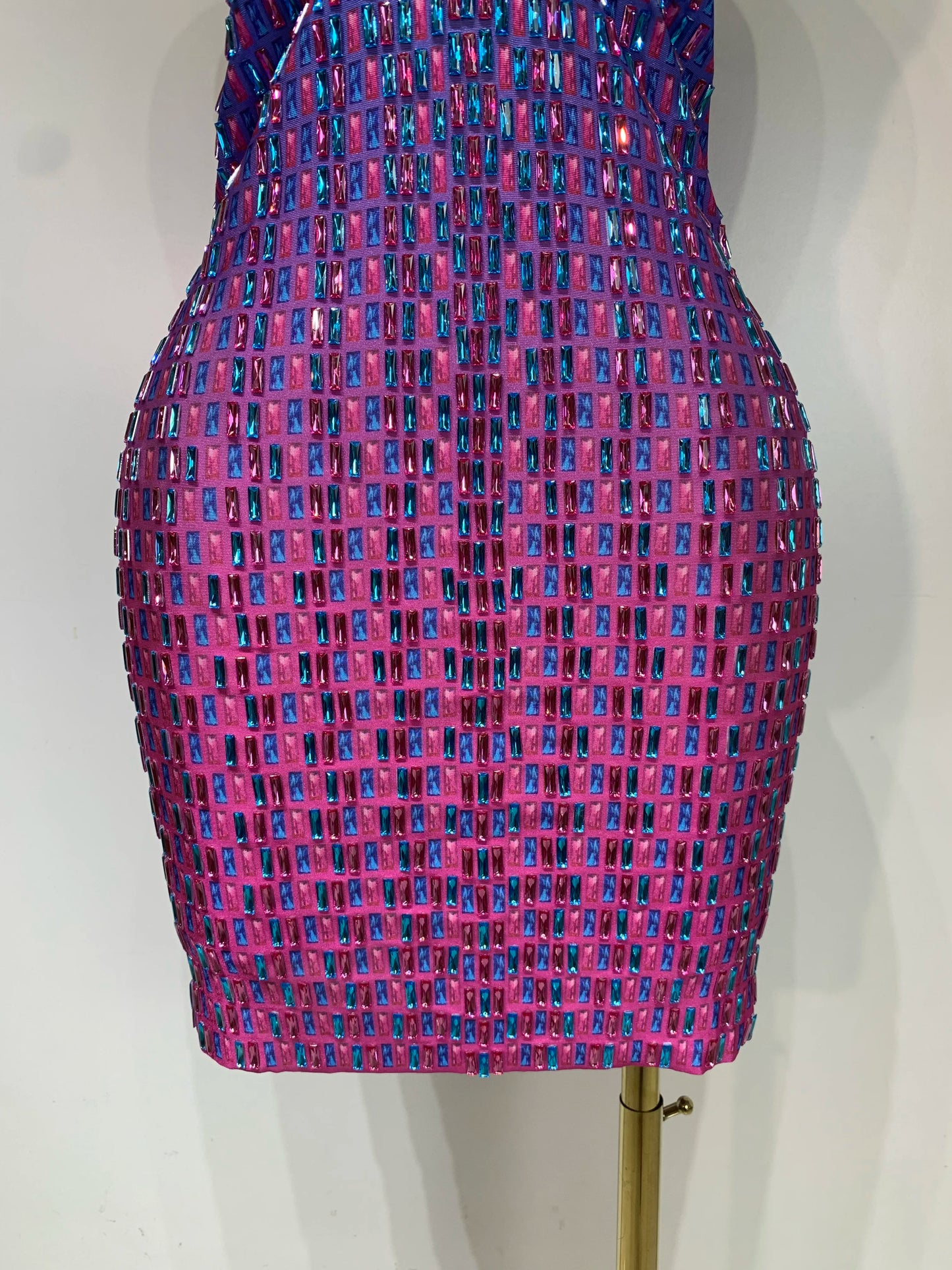 Women Sexy Halter Bodycon Dress Gadient Sparkly Rhinestones V Neck Backless Luxury Birthday Singer Stage Costume Cocktail Dress