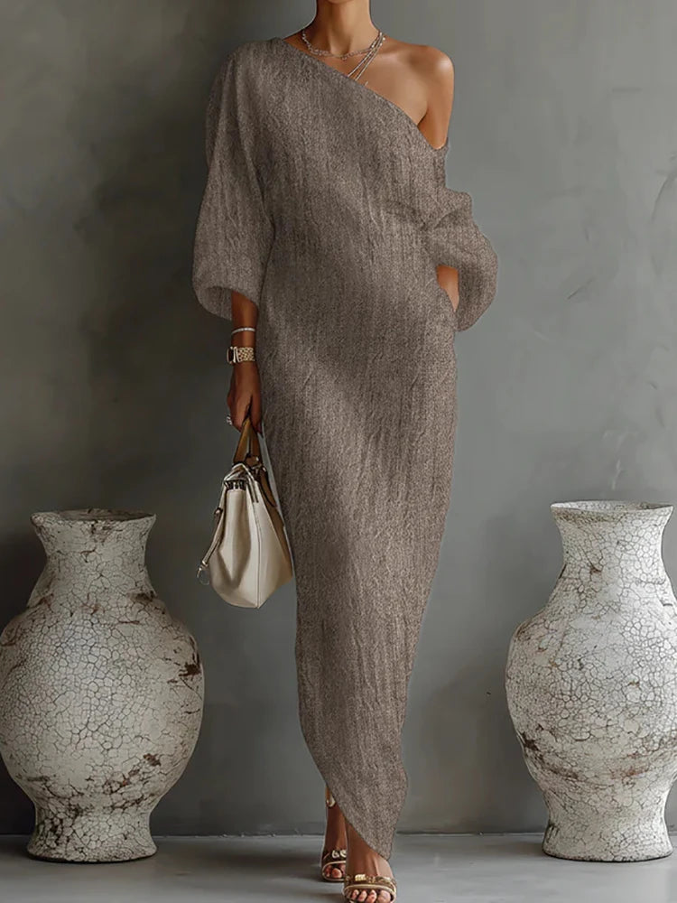 Elegant Long Sleeve Patchwork Maxi Dress for Women