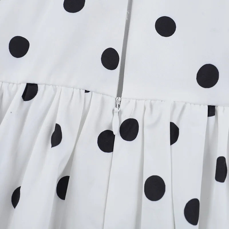 TARUXY Polka Dot Vacation Mini Dress For Women  High Waist A-line Ball Gown Dress Sleeveless Halter Neck Female Summer Fashion