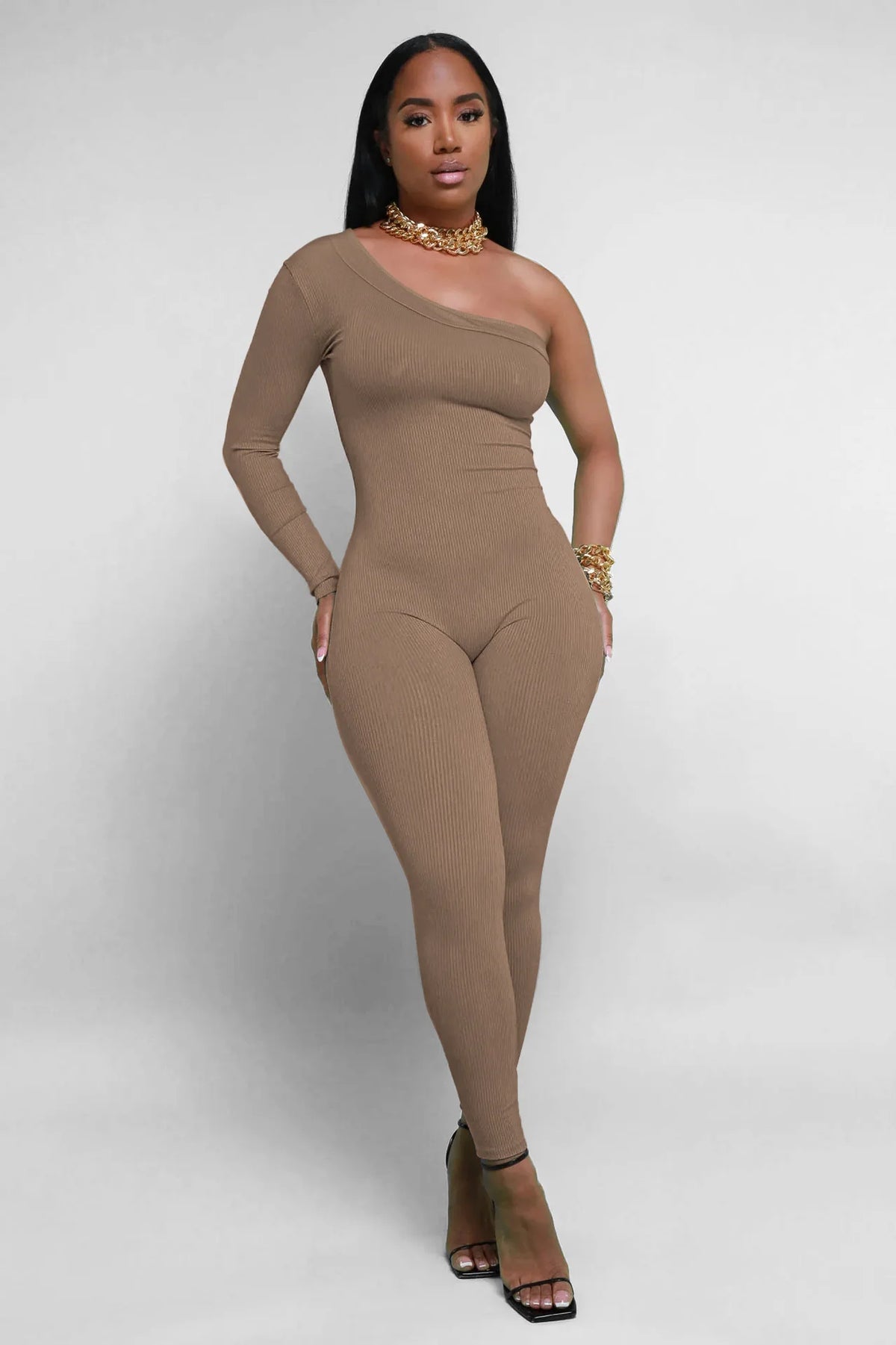 Slim Fit Knitted Full Length Club Jumpsuit for Women