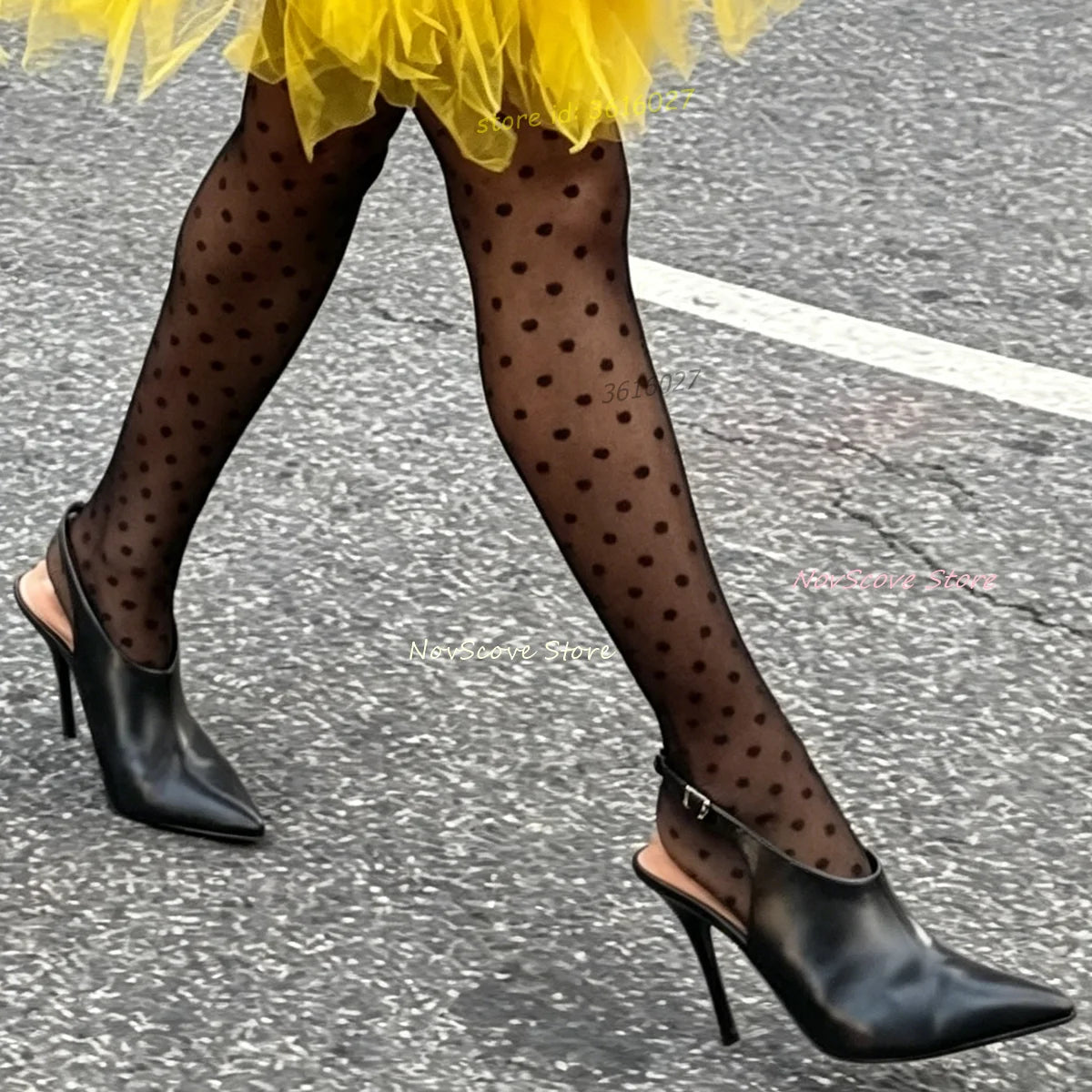 Black Cutout Leather Pointy Toe Sandals With Strap For Women