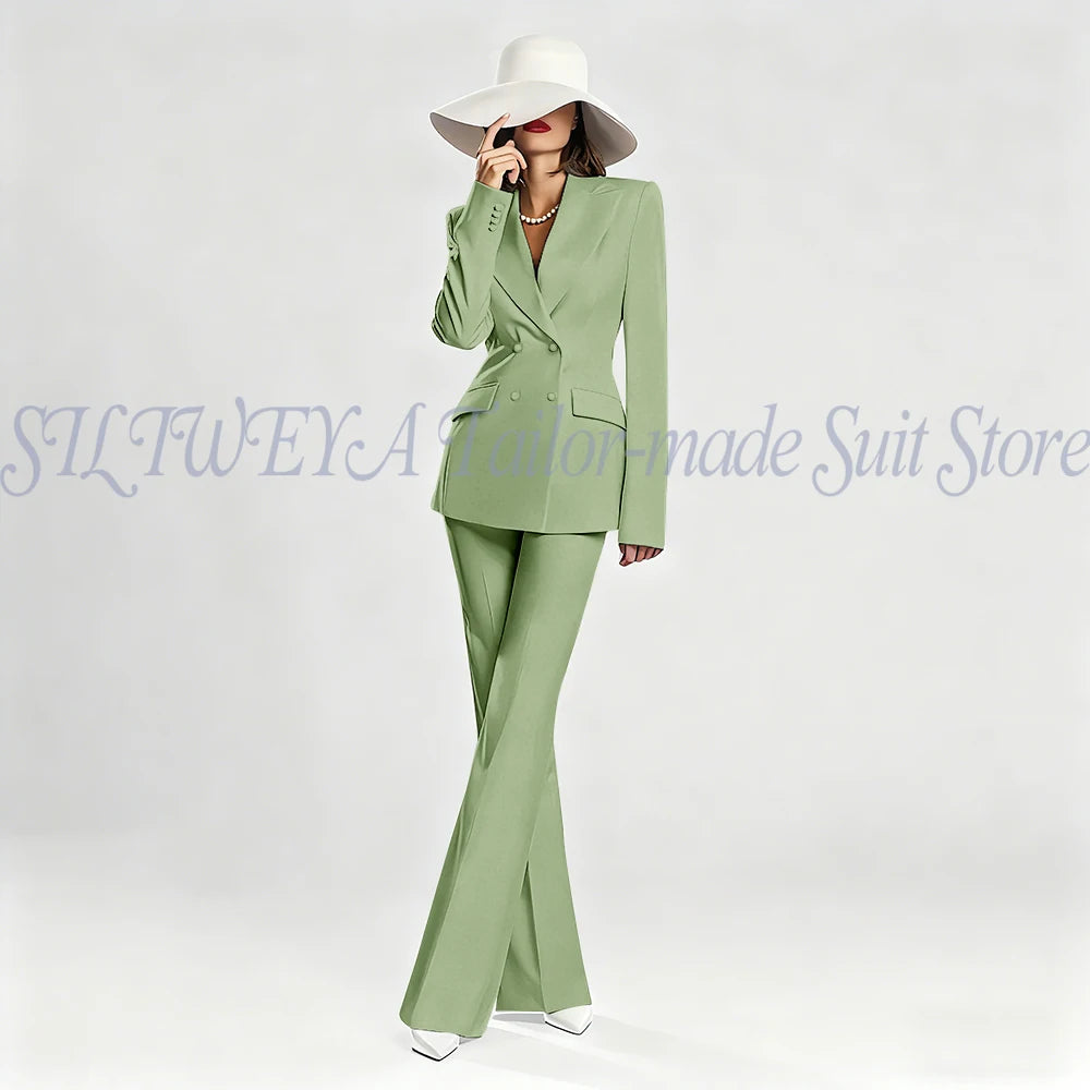 Slim Fit Double Breasted Blazer Suit Set for Women