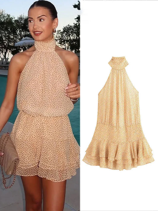 Printed Pleated Mini Skirt