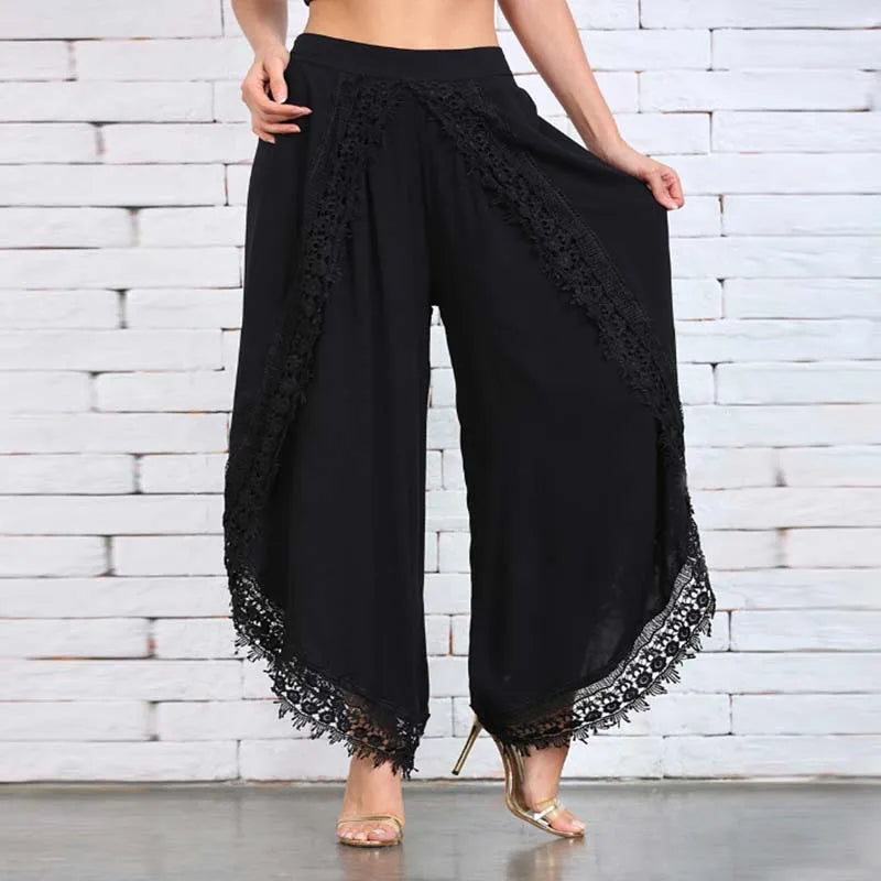 Arc-Shaped Lace Harem Pants
