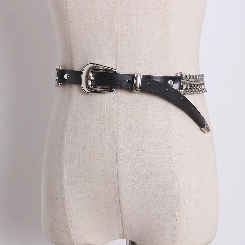 Trendy Gold Metal Decorative Waist Chain Belt for Women