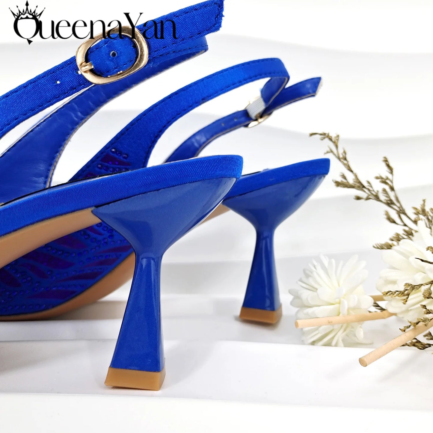 Queena Yan Italian Design Party Shoes African Fashion Ladies Small Clutches With Stiletto Shoes OL Heels