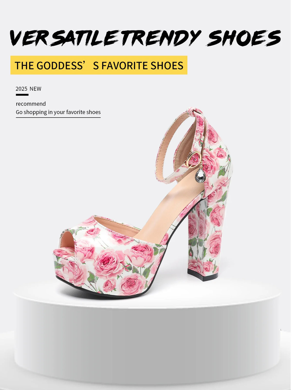 Platform Pink Print Summer High Heel Sandals for Women