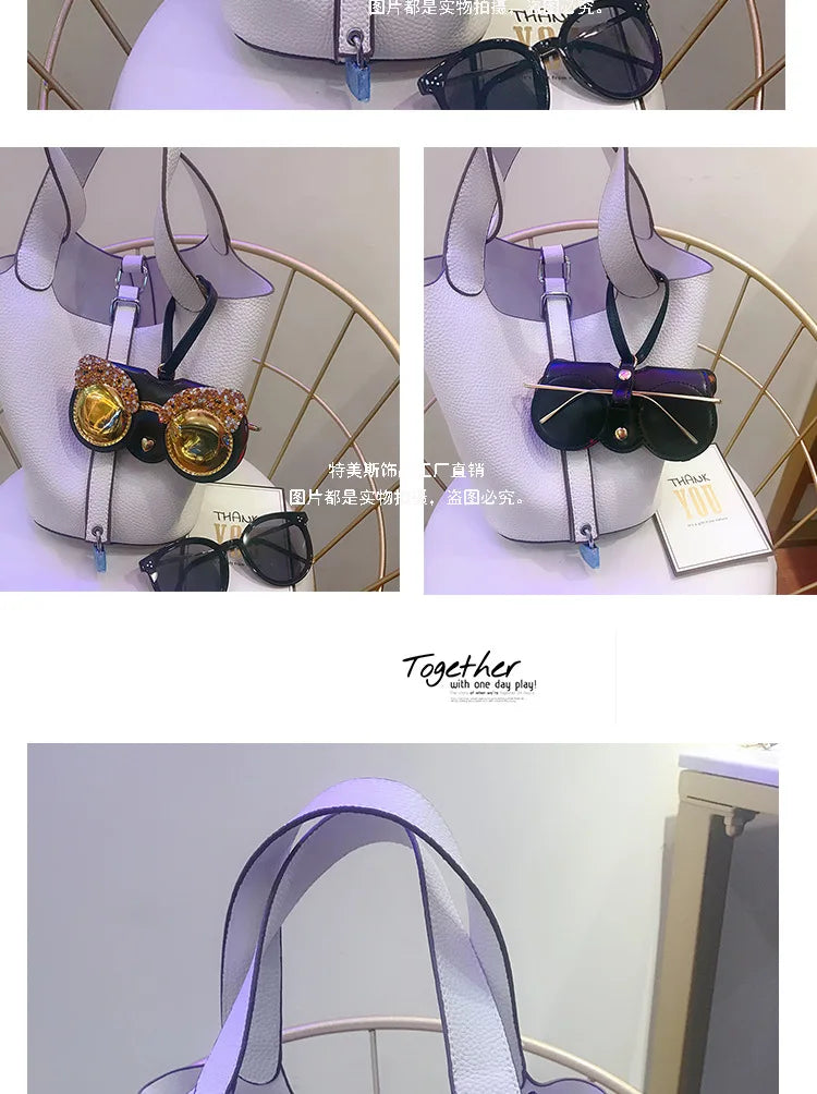 Diamonds cute glasses clip ins fashion sunglasses bag portable sunglasses case protective cover bag bag hanging jewelry