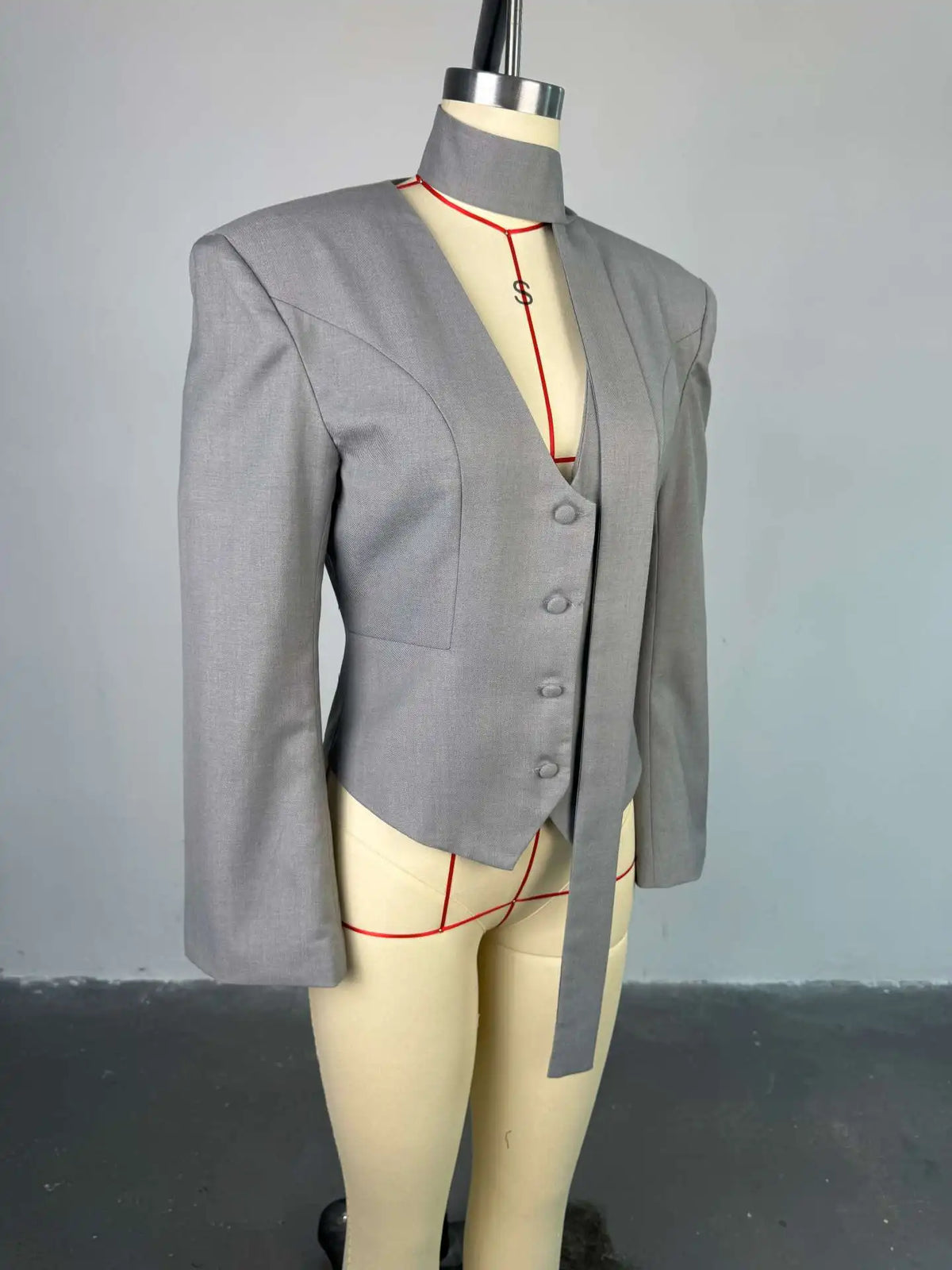 Elegant V Neck Long Sleeve Blazer Jacket for Women