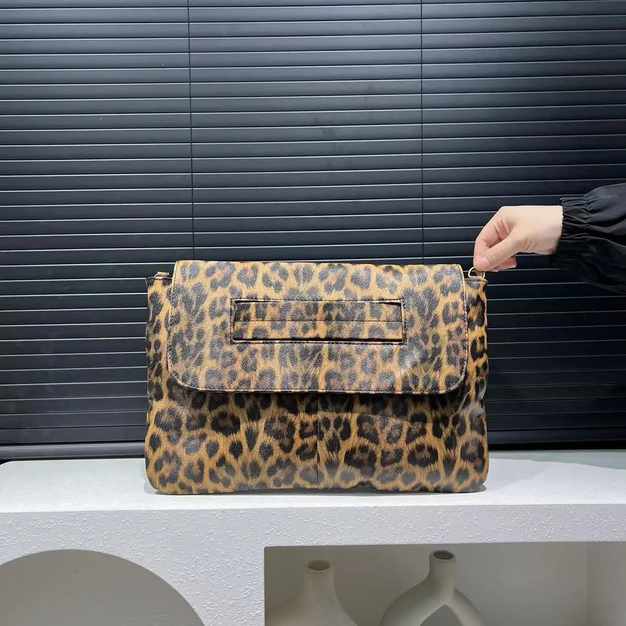 Leopard Print Retro Handbag High Capacity for Women