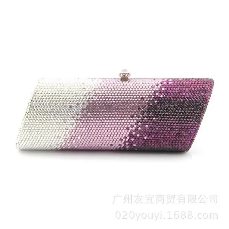 Sparkling Crystal Floral Evening Clutch Bag for Women