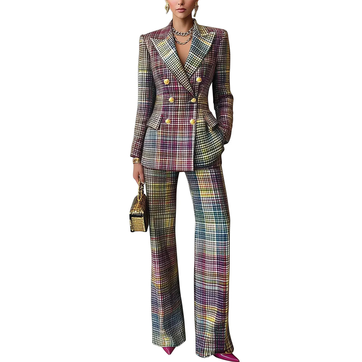 Slim Fit Long Sleeve Blazer and Pants Suit Set for Women