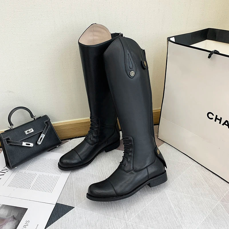 Knee-High Premium Leather Waterproof Non-Slip Riding Boots for Women