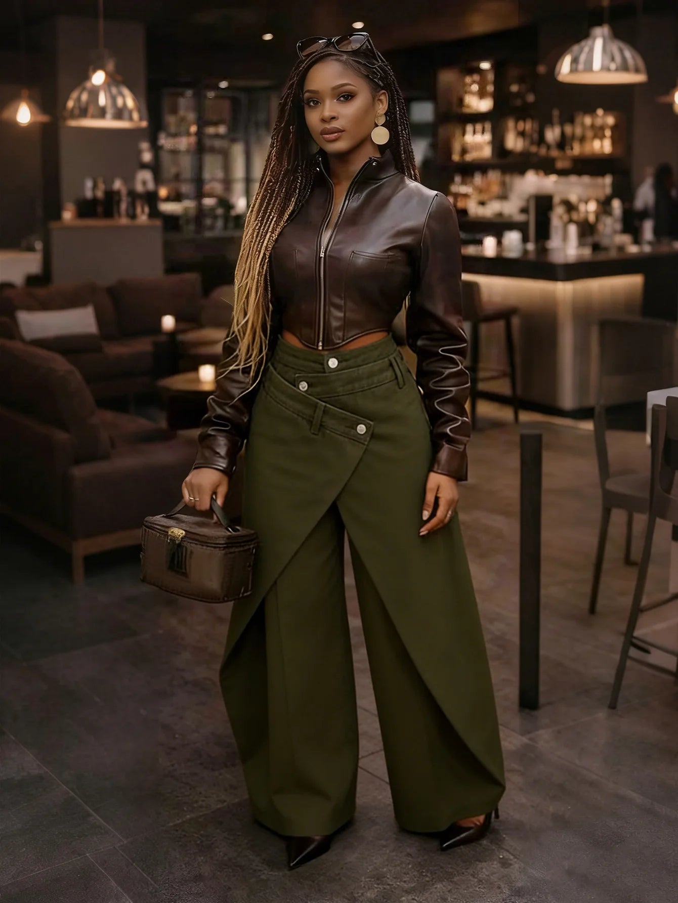 Vintage Washed High Waist Wide Leg Denim Jeans for Women