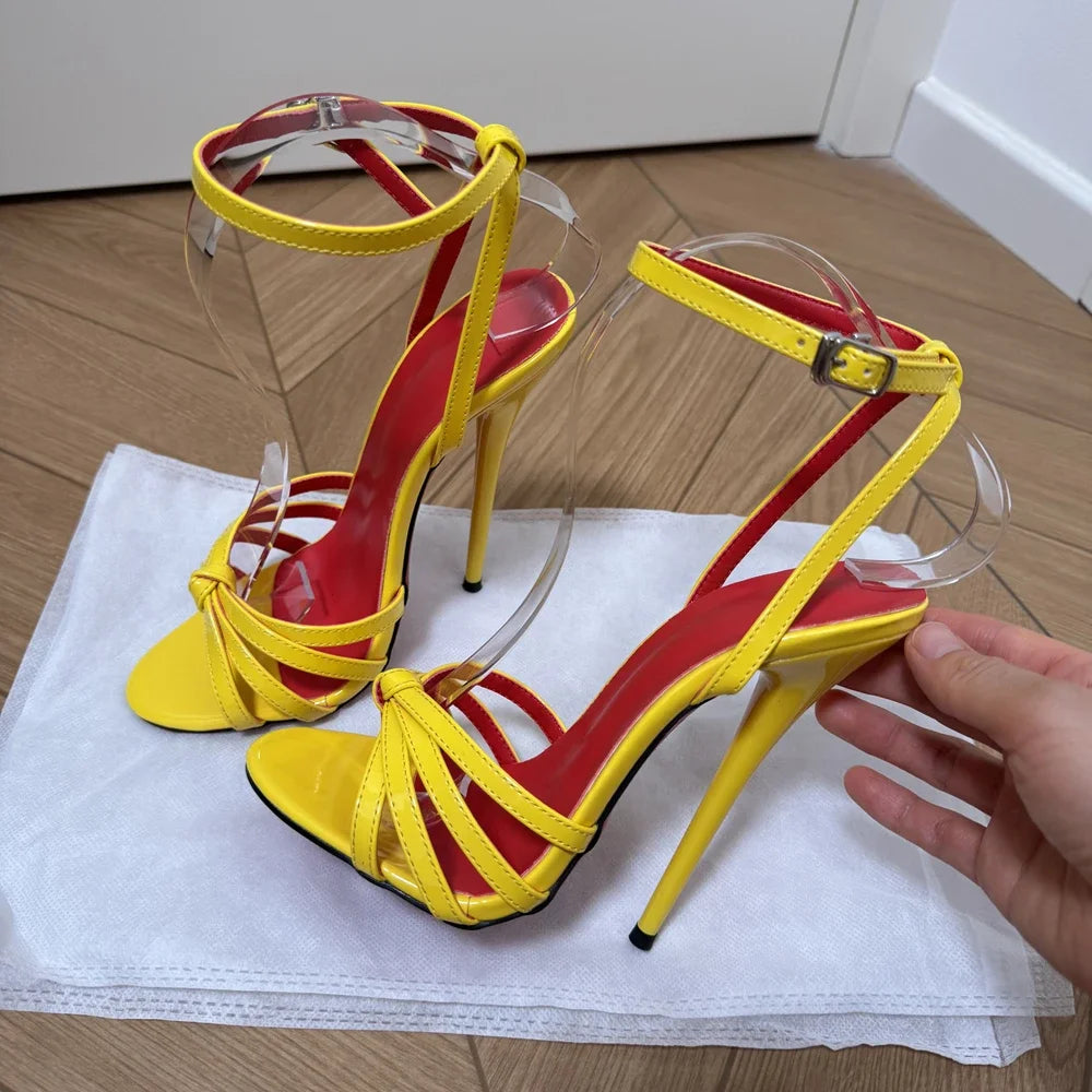 Ultra High Stiletto Heel Open Toe Strappy Sandals for Women