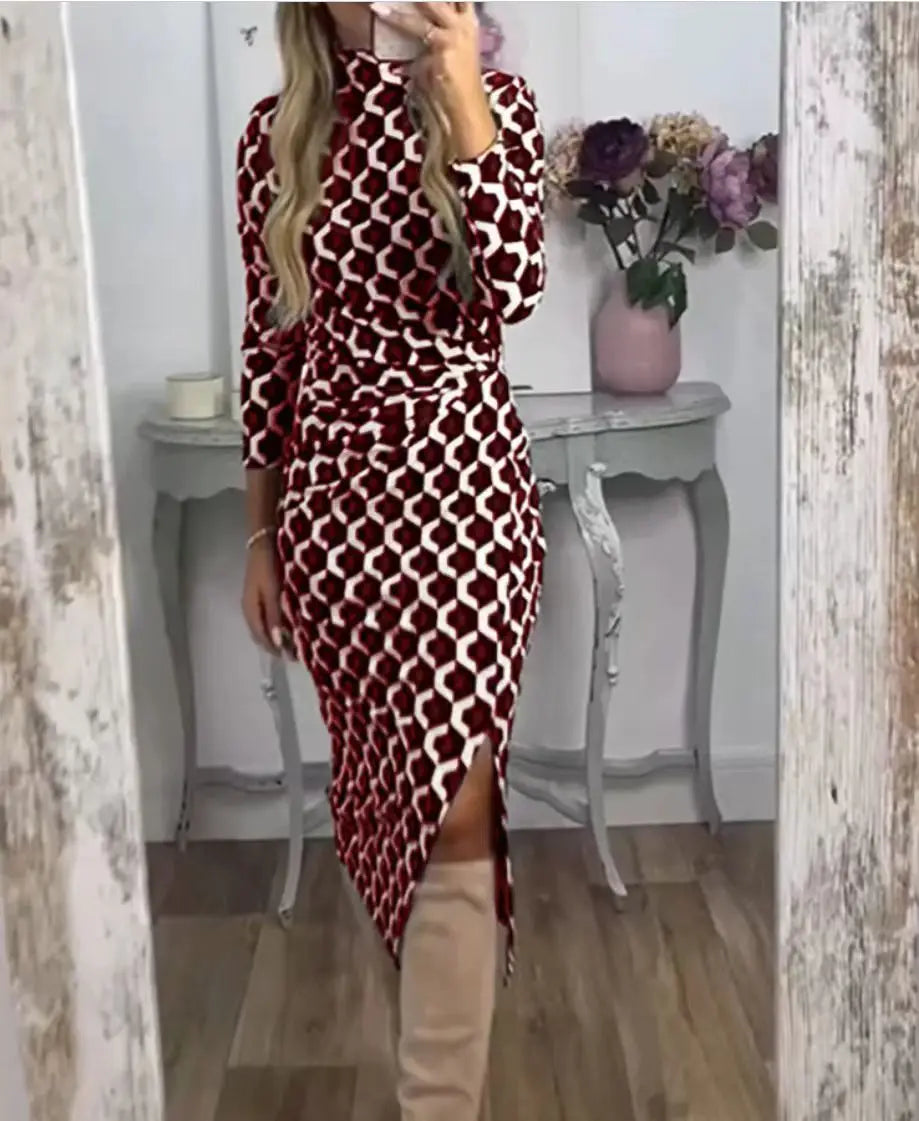 O-Neck Irregular Waist Dress