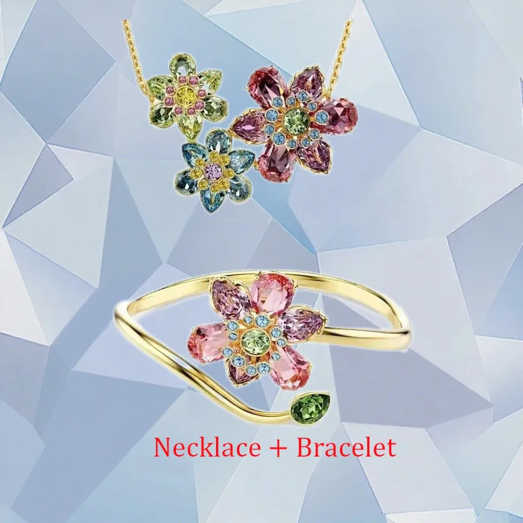 Gold Plated Zirconia Crystal Pendant Set for Women