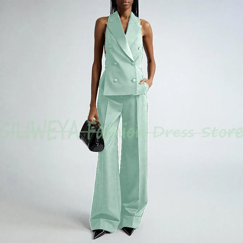 Double Breasted Vest And Pants Set