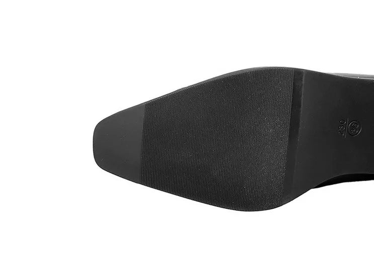 Black Pointed Toe Block Heel Ankle Boots