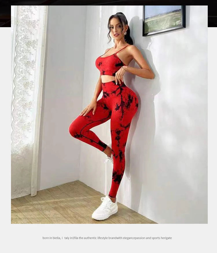 Breathable Tie Dye Yoga Tracksuit Set