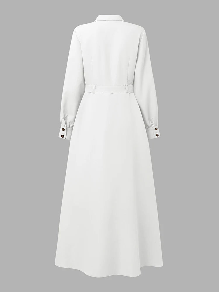 Belted Button Up Maxi Shirt Dress