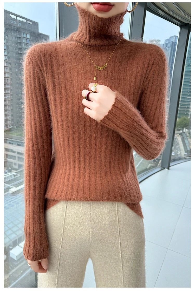 Warm Slim Fit Turtleneck Pullover Sweater for Women
