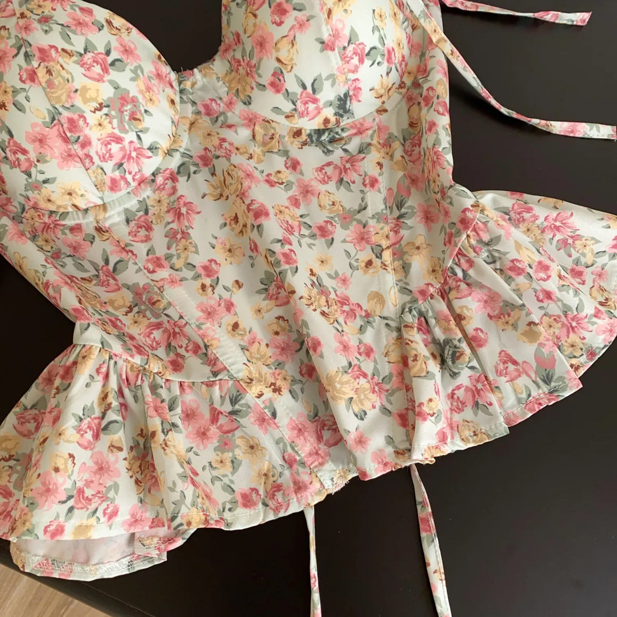 Summer Floral Lace-Up Corset Camisole Top for Women