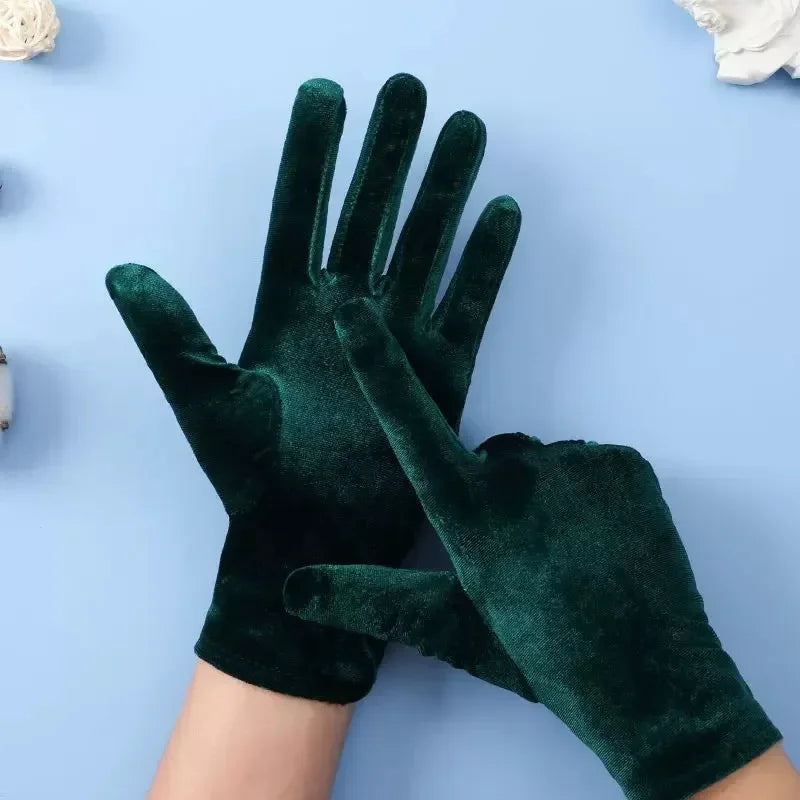 Stretch Velvet Wrist Length Gloves
