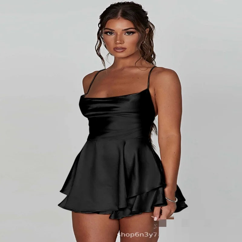 Satin Cowl Neck Jumpsuit With Open Back Detail for Women
