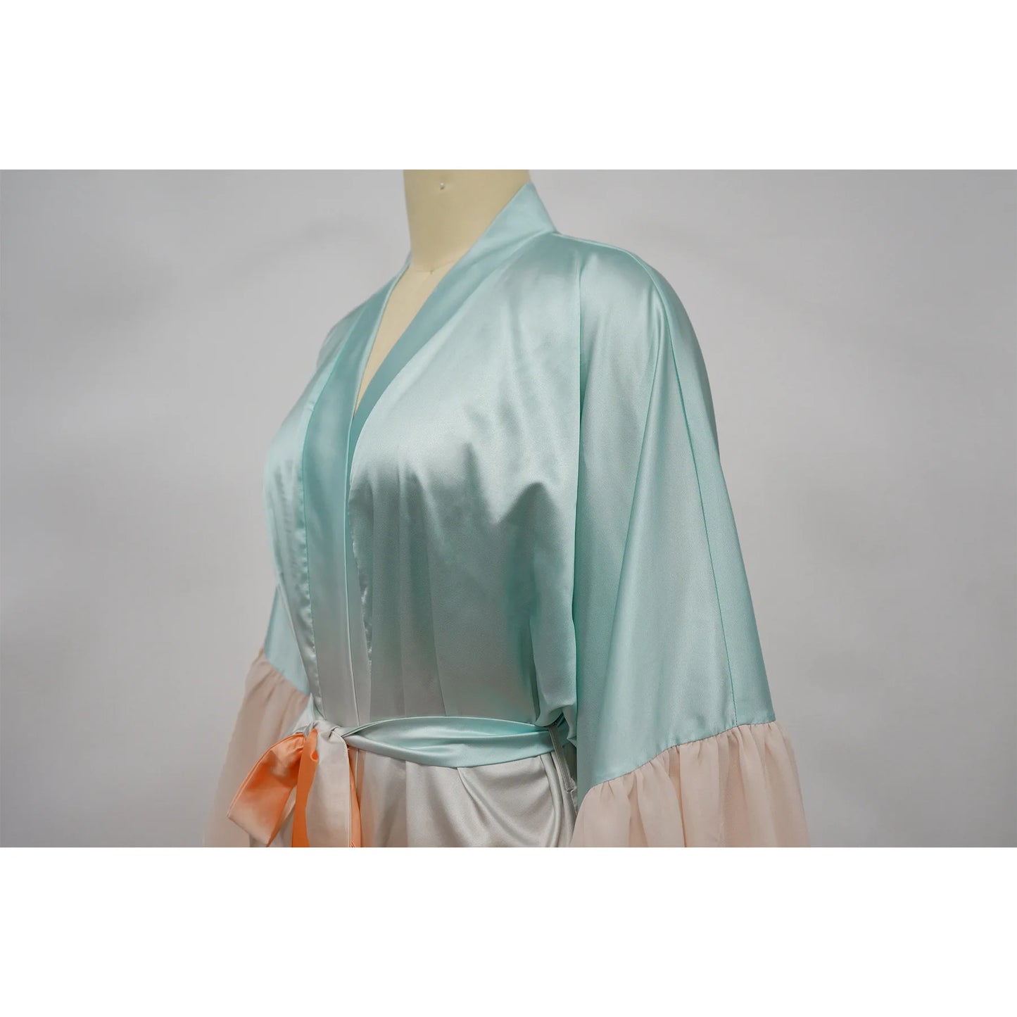 Vintage Floral Printed Chiffon Long Cardigan With Ruffle Sleeves for Women