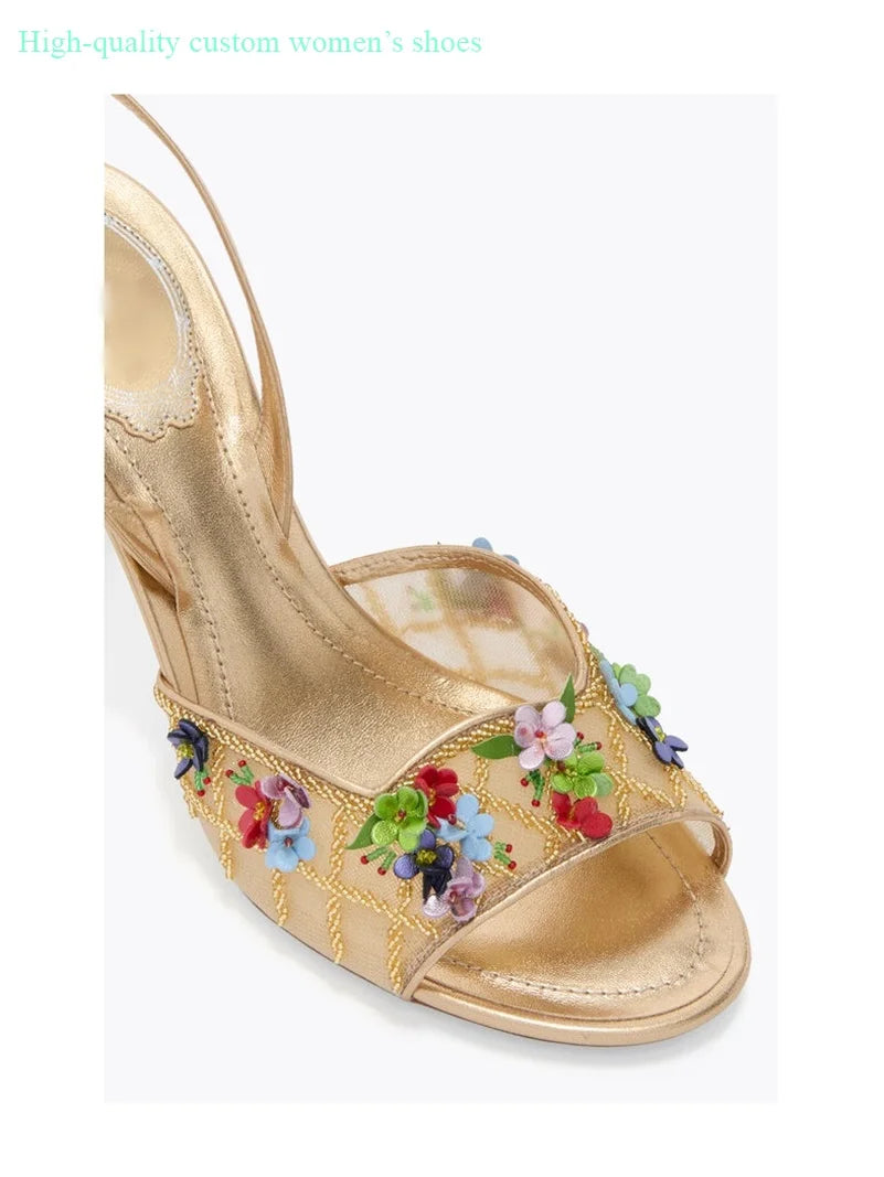 Floral Rhinestone Embellished Wedding Shoes for Women