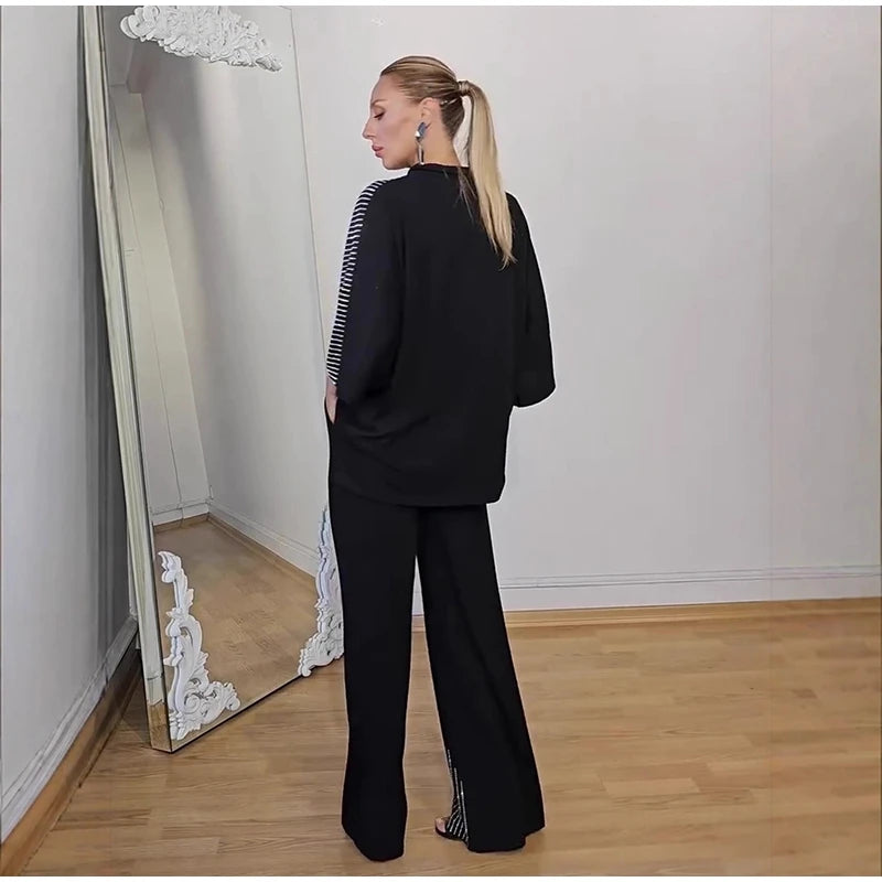 Elegant Casual Sequin Two Piece Top And Pants Set For Women