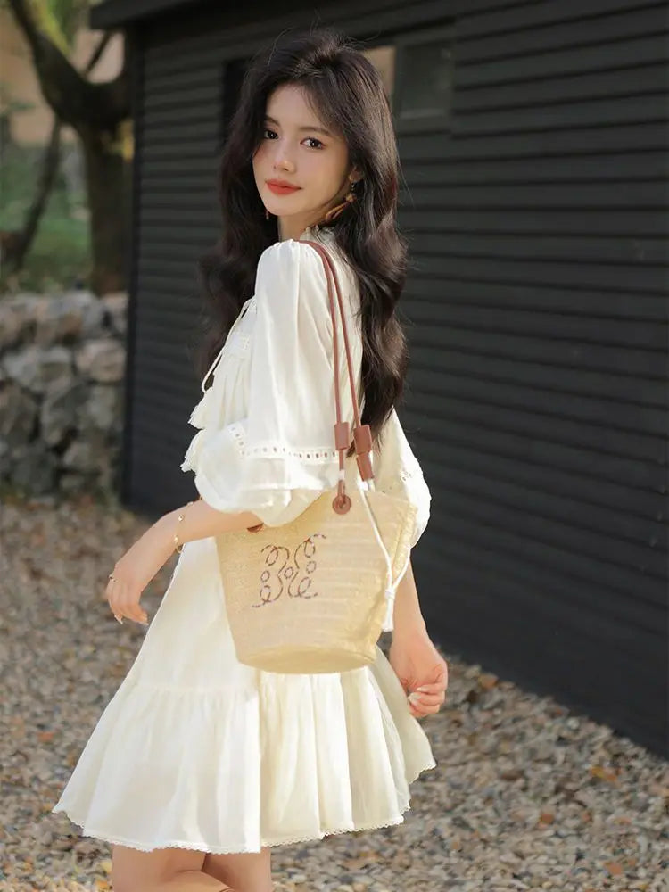 Vacation Style Boho Chic Lace Up Midi Dress for Women